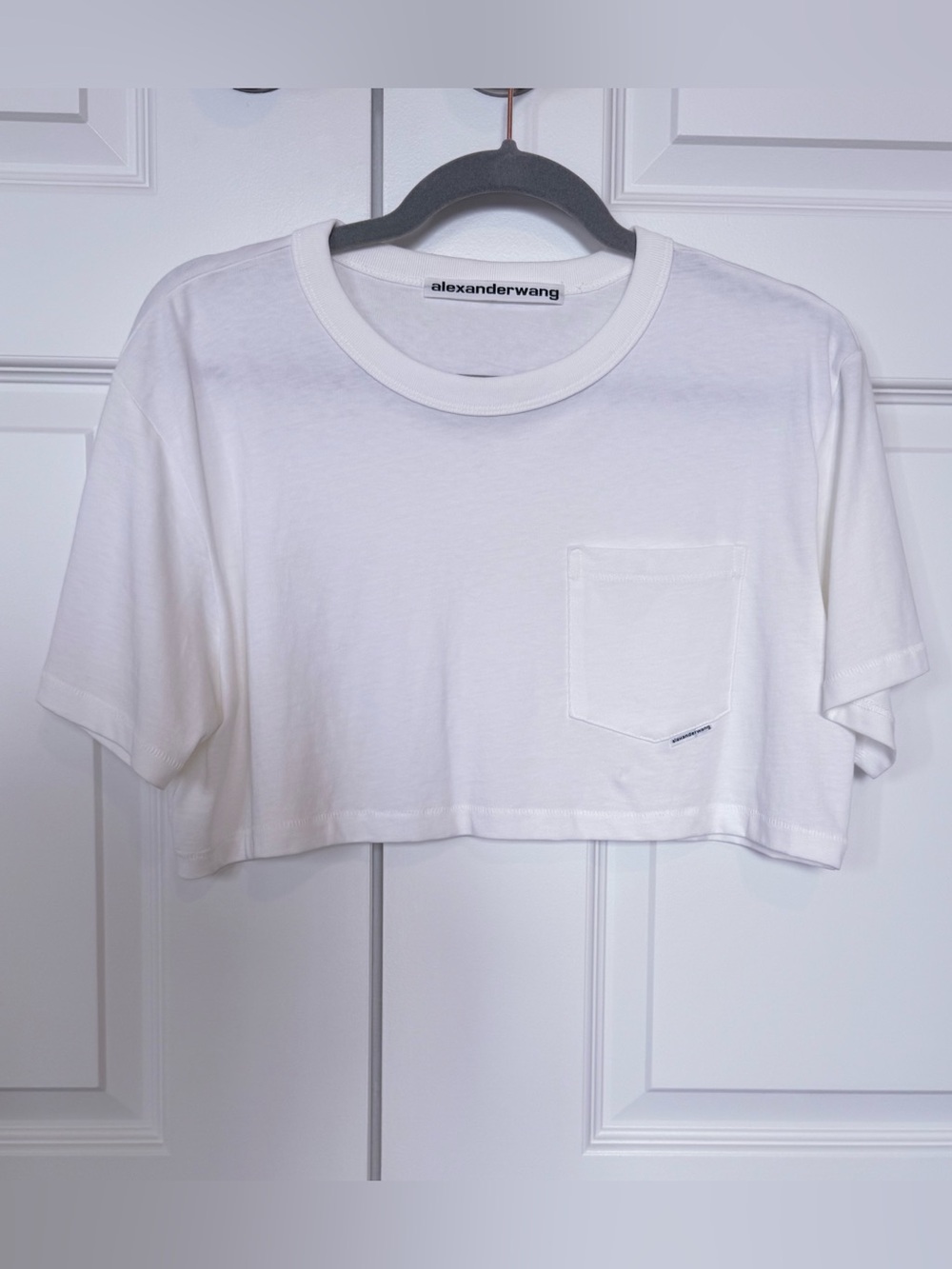 Alexander Wang White Pocket Tee with Logo Tag